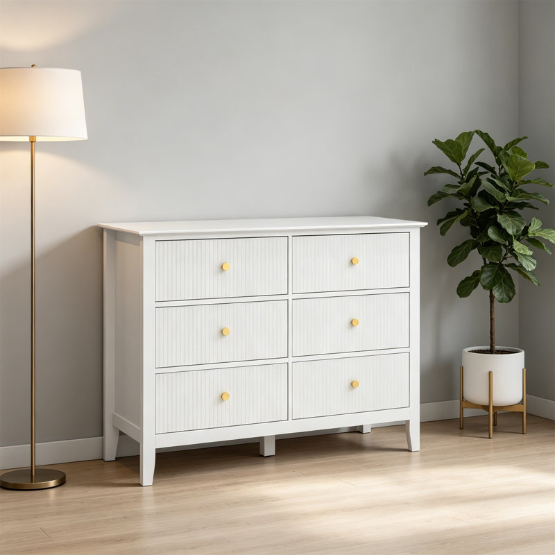 6 Drawer Chest of Drawers, White