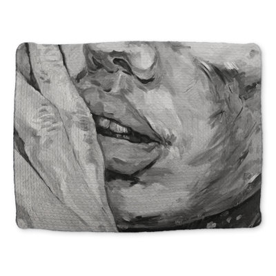 Luscious Lips Gray Monochrome Braided Polyester Placemat