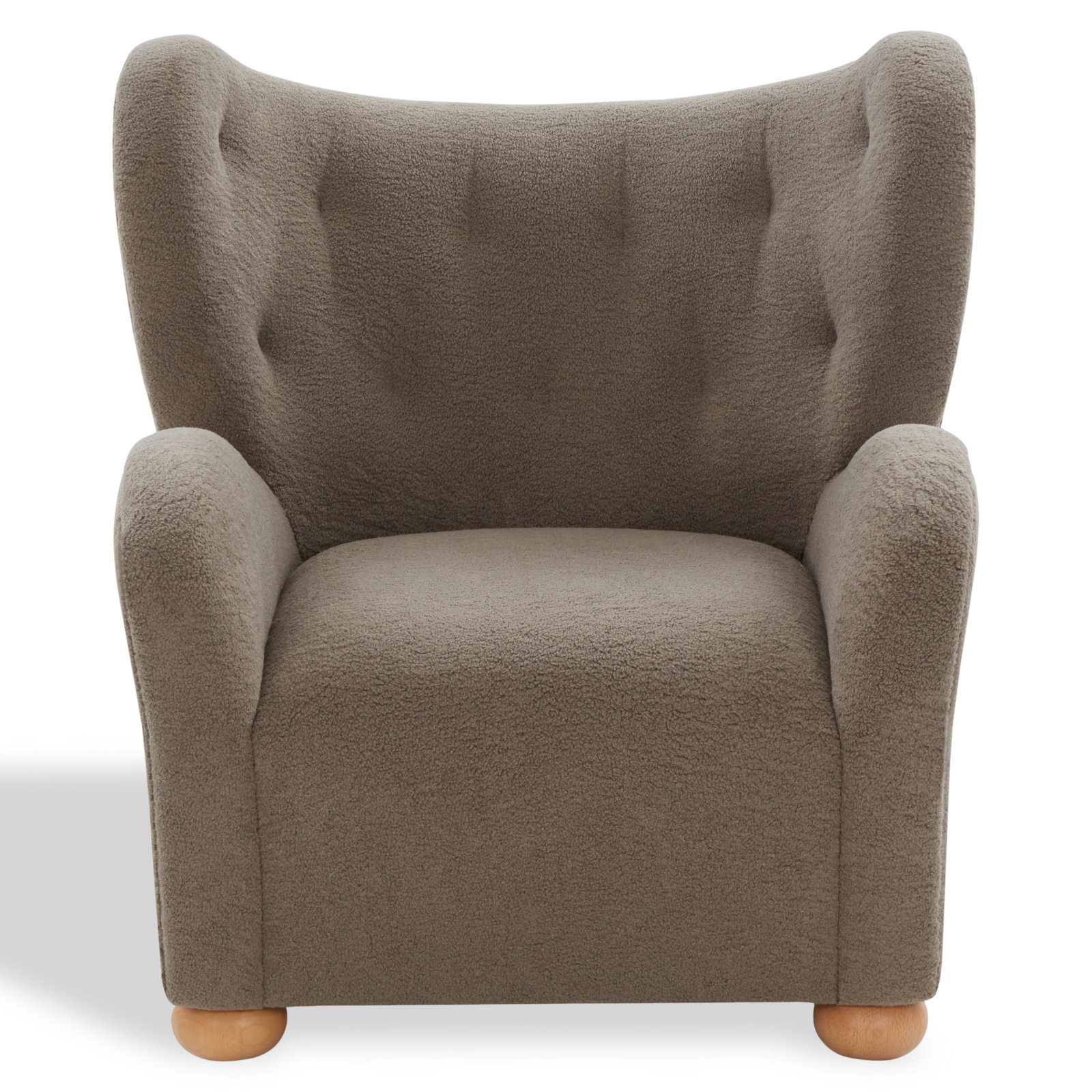 Levin Wingback Accent Chair, Brown Faux Shearling