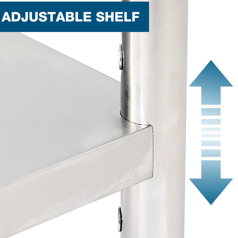 Table de travail commerciale en acier inoxydable de 48 po de largeur avec tablette inférieure et roulettes, 24 po de profondeur, 35,5 po de hauteur, idéale pour les services de restauration à domicile