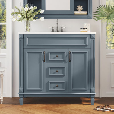 36'' Single Bathroom Vanity with Solid Wood Top