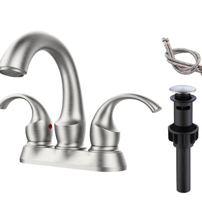Robinet de salle de bain 2, nickel brossé, 10 cm, avec aérateur à débit réglable et bonde escamotable. Convient aux lavabos de 10 cm de diamètre.