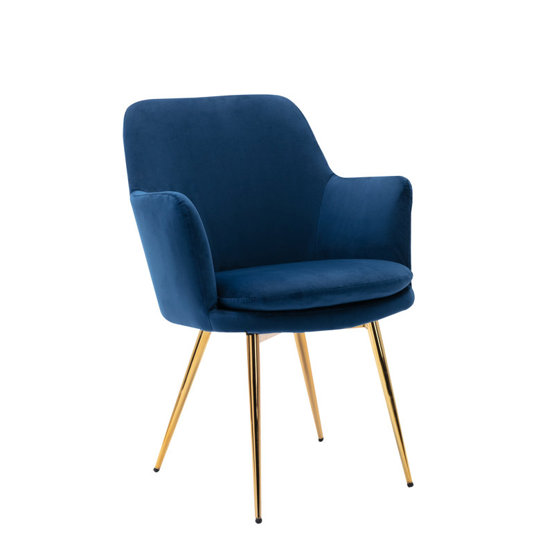 Fauteuil en velours l 18,5 po Reyansh, Velours bleu