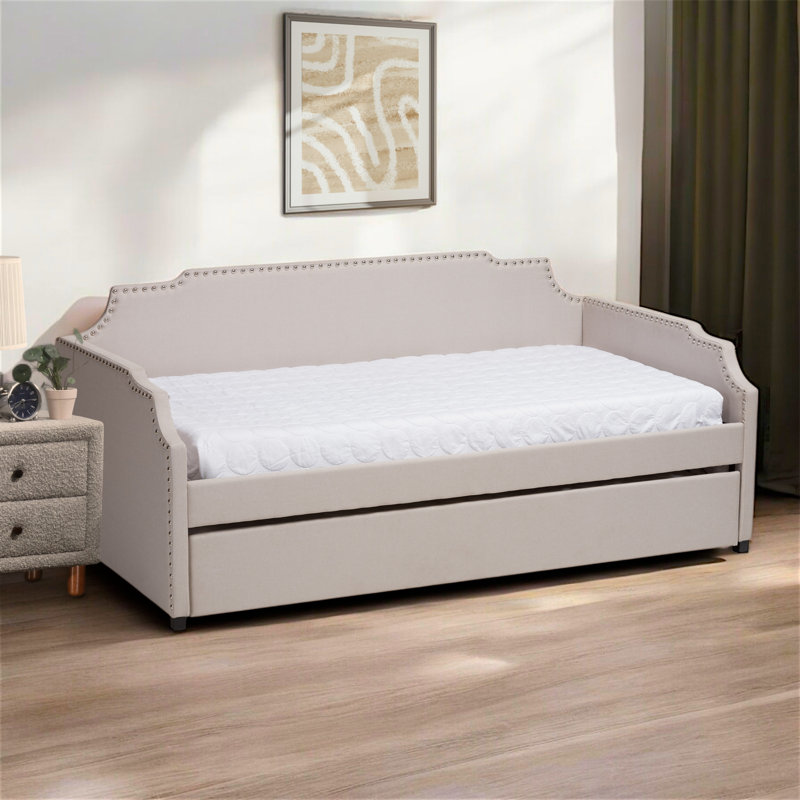 Lit de jour simple avec couchette Millbury, Beige