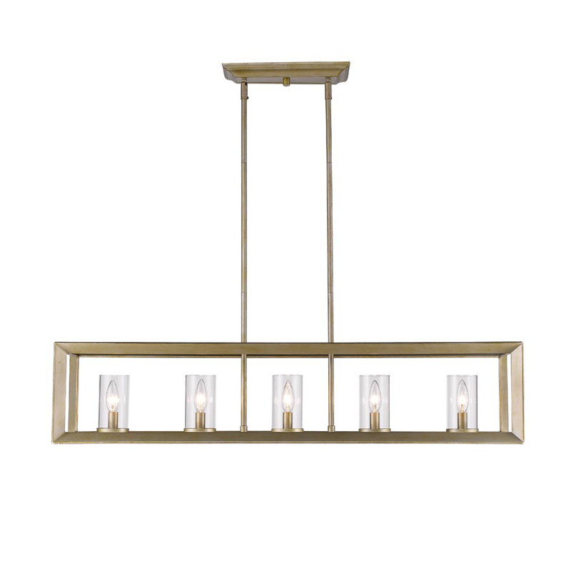 Averee 5 - Light Dimmable Linear Chandelier, Clear Glass, White Gold
