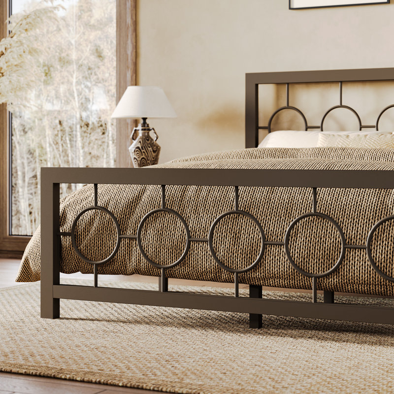 Mauppin Metal Slat Bed, Queen, Brown