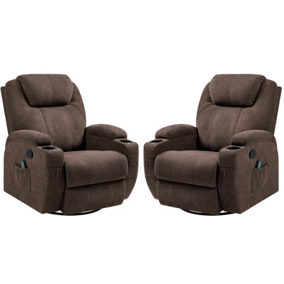 Fabric Massage Rocking Chair, 360° Swivel Recliner ( Set Of 2 ) by Latitude Run