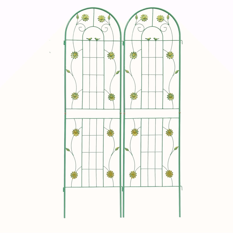 Ensemble de 4 treillis de jardin en métal antirouille, H 71 po x l 79,50 po x P 1 po, Vert