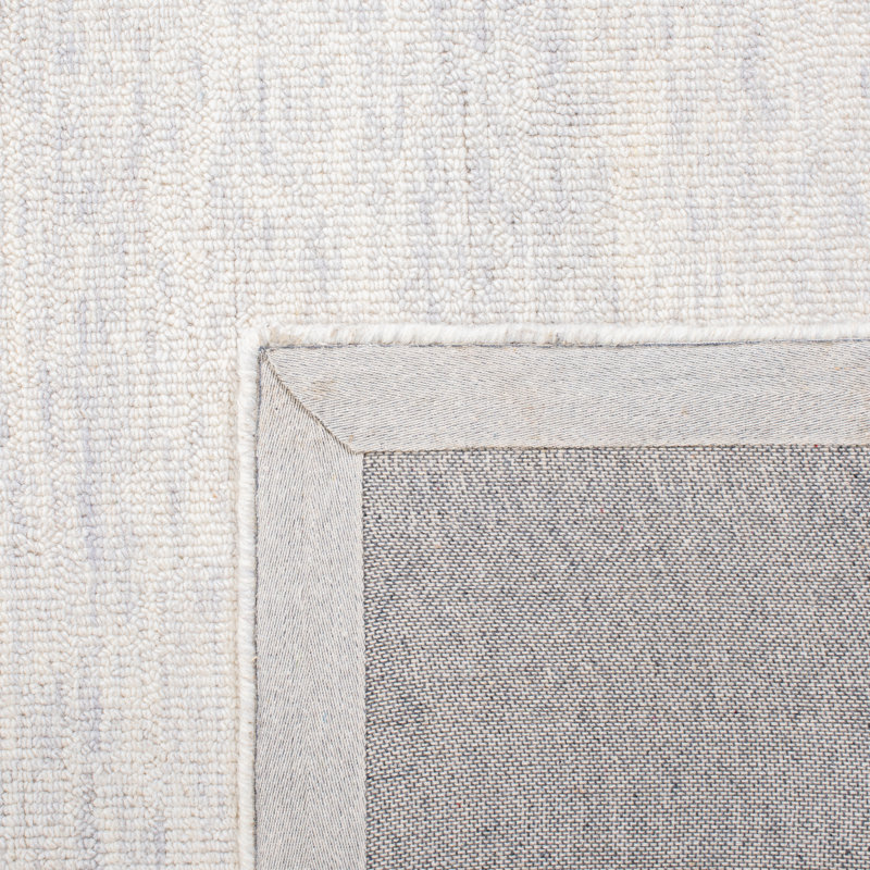 Estilla Metro Hand Tufted Wool/Cotton Solid Color Rug in Ivory, Rectangle 3' x 5'
