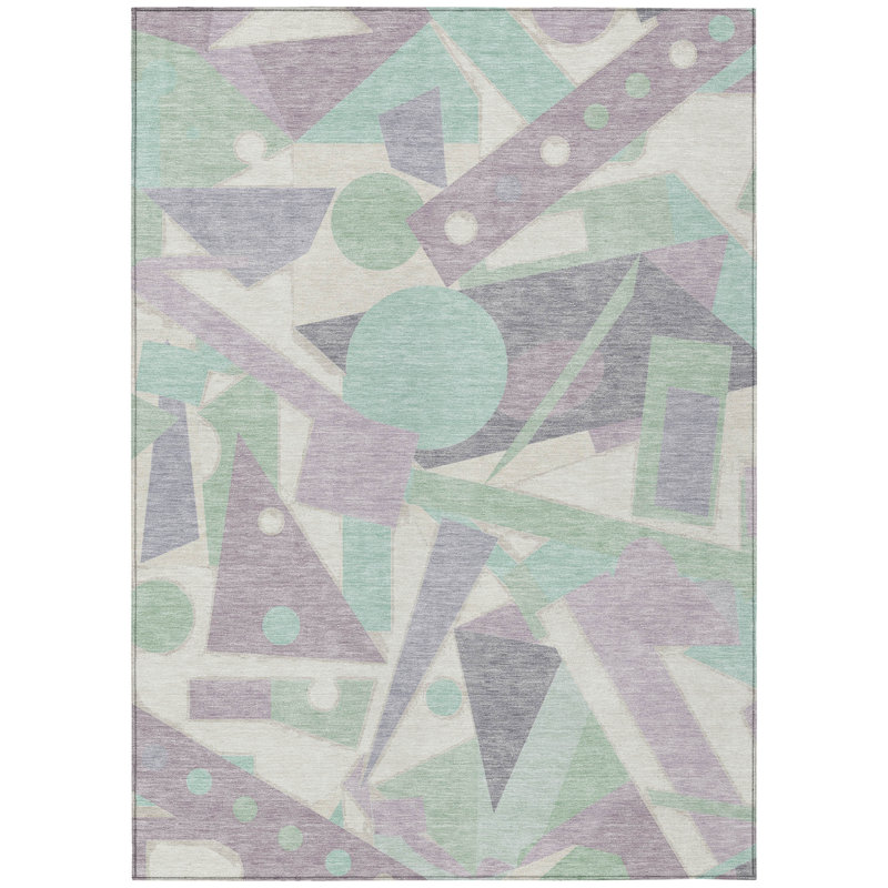 Daeir Lilac Washable Indoor-Outdoor Rug - LOOMLAN, 9' x 12'