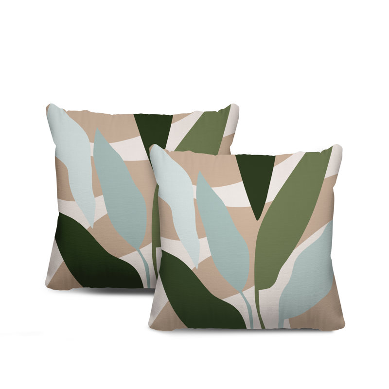 Jeté carré en polyester / mélange de polyester intérieur / extérieur, L 17 po x H 17 po, Gris / Beige