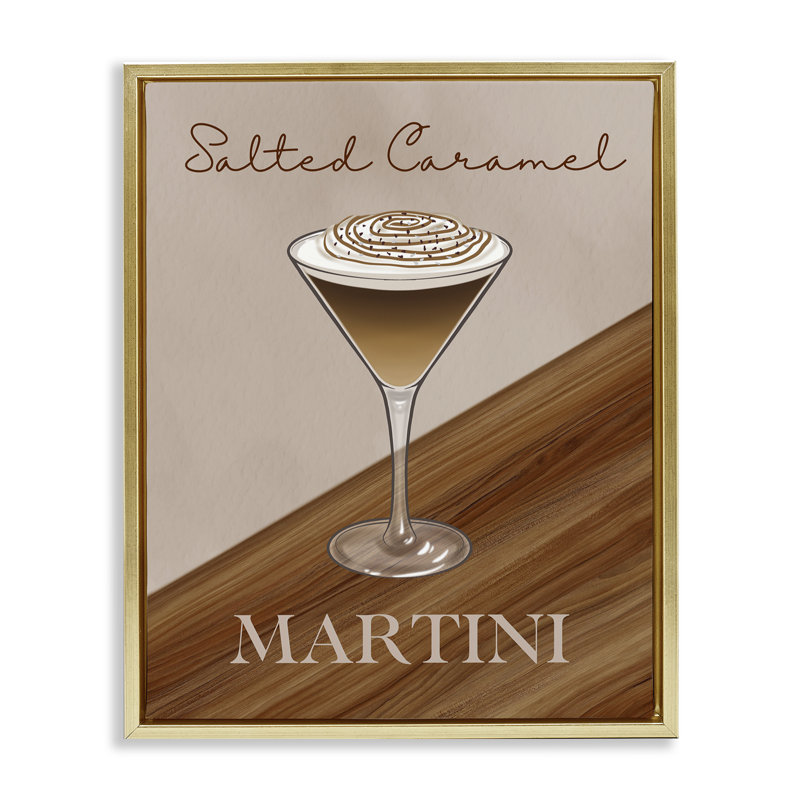 Cadre flottant Salini Martini Caramel, design par Marcus Prime, H 31 po x l 25 po, Cadre flottant métallique doré