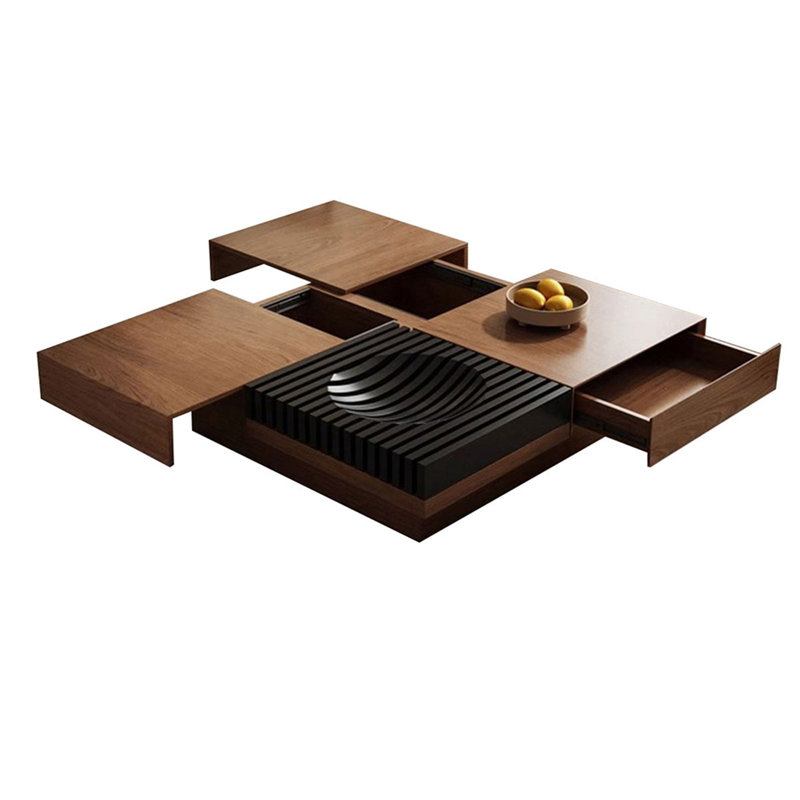 Table basse carrée en noyer manufacturé, H 11,81 po x L 39,37 po x l 39,37 po