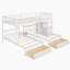 Lit superposé double au-dessus de simple et simple, lit superposé triple en bois avec tiroirs et garde-corps (blanc)-797984140