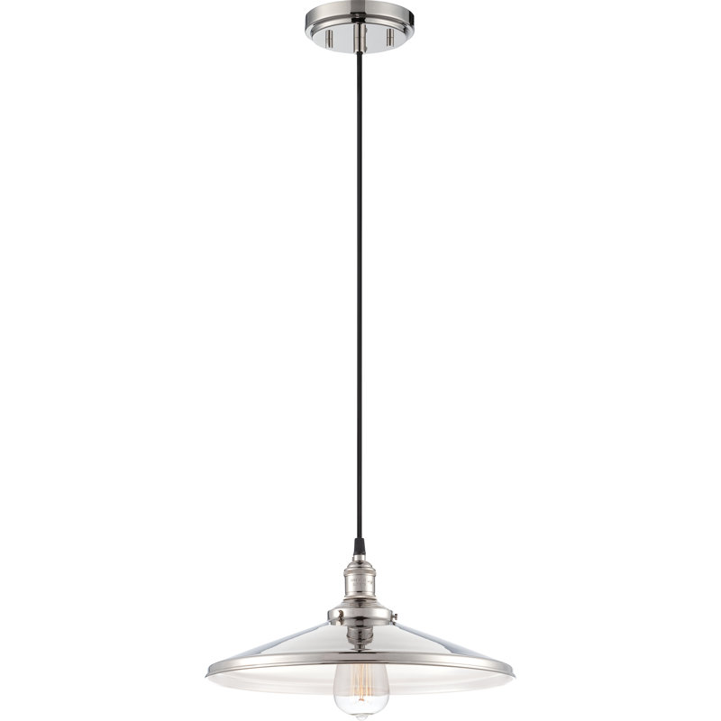 Luminaire suspendu conique à 1 lumière Lewandowski, Nickel poli