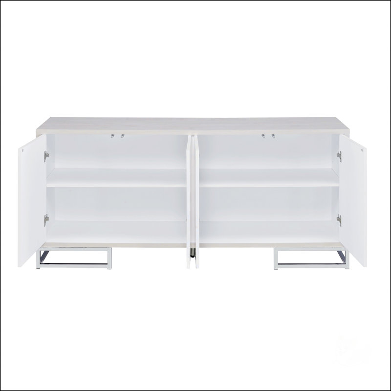 Paavan Marble Paint Finish Console Cabinet With Spacious Storage And Modern Aesthetic