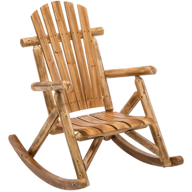 Chaise berçante d'extérieur en bois Remigio Rustic Log Rocker