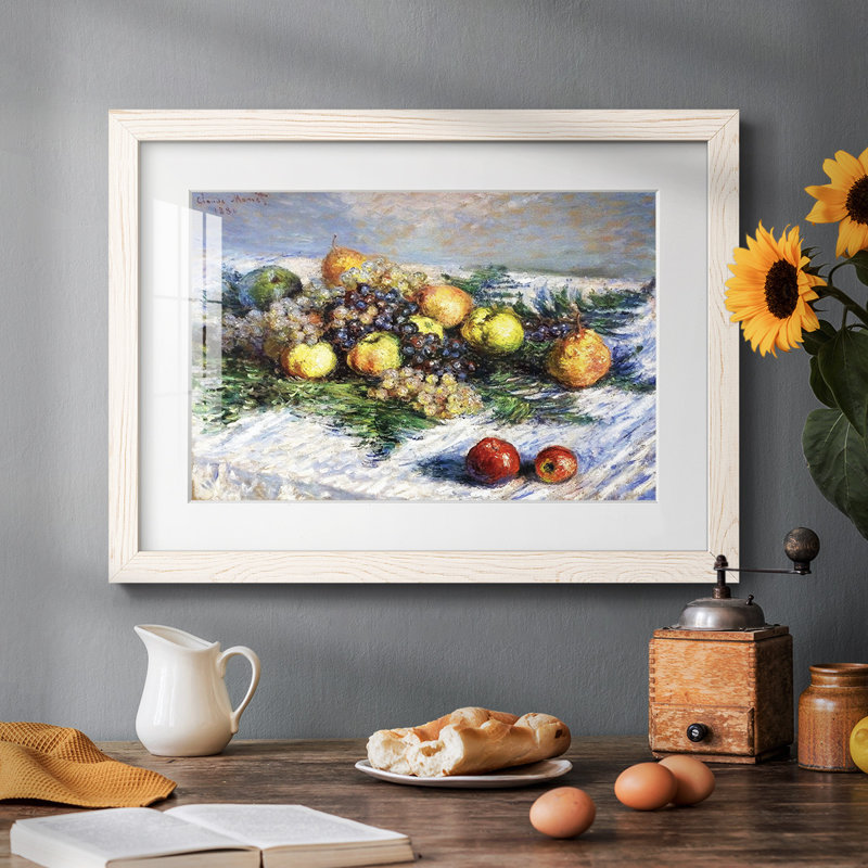 Nature morte aux poires et aux raisins, 1880 - reproduction d'un seul cadre, Blanc, H 28 po x l 42 po