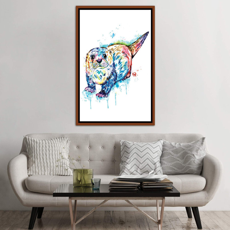 Adorable loutre par Lisa Whitehouse - impression d'art graphique, Pas de tapis, H 60 po x l 40po x P 1,5 po