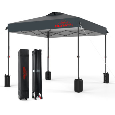 Auvent escamotable en métal 10 pi x 10 pi, auvent facile à monter, tentes robustes pour les fêtes, tente d'événement pour une personne, gris