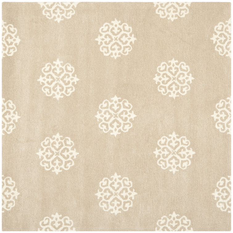 Damask Handmade Tufted Beige/Ivory Area Rug