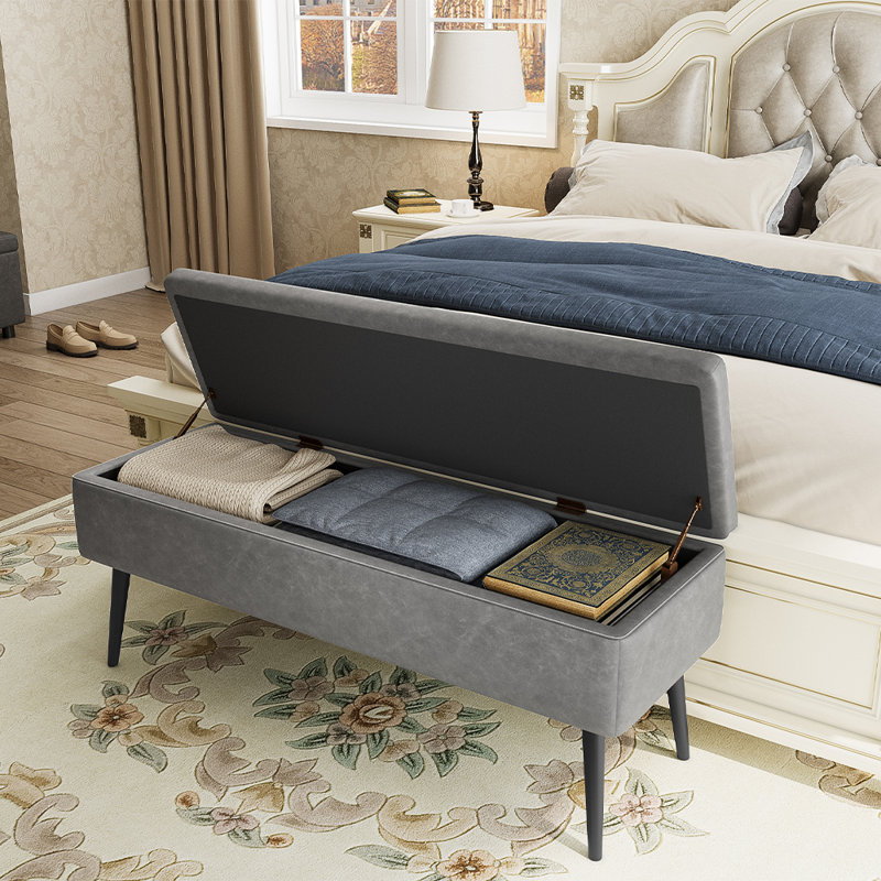 Banc de rangement avec repose-pieds Mid-Century