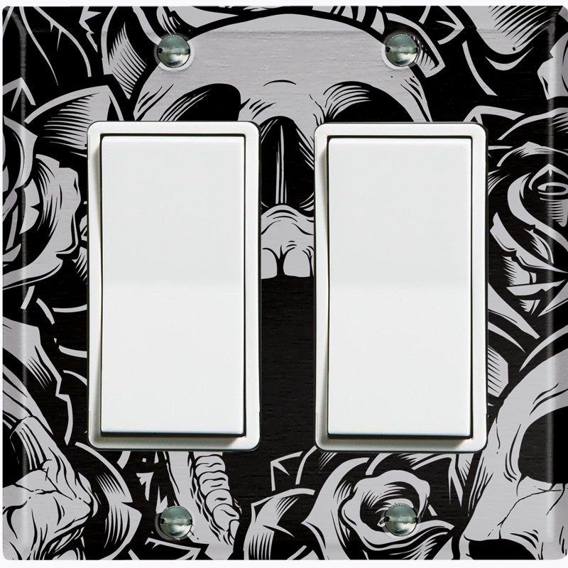 Plaque murale d'interrupteur à bascule Skull Rose Mouth Roses