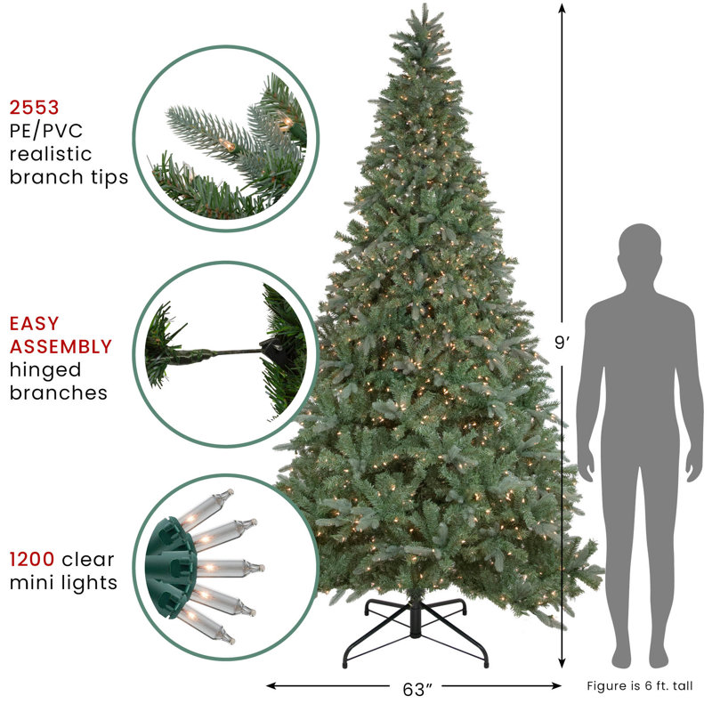 9' Pre-Lit Granville Fraser Fir Artificial Christmas Tree Clear Lights