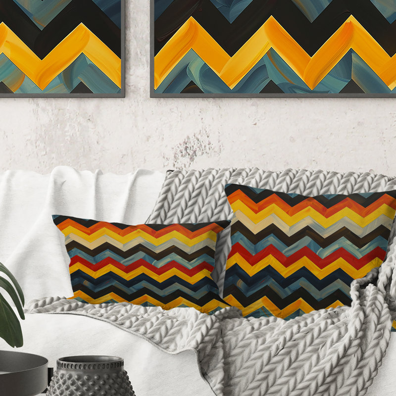 Coussin lombaire à chevrons bleu et orange Harmony III