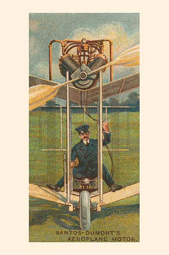 « santos-dumont », reproduction d’art sur le moteur de l’avion, H 42 po x l 28 po x P 1,5 po