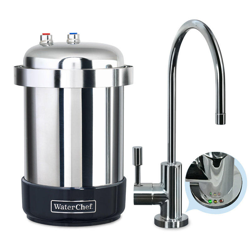 WaterChef U9000 Premium Under-Sink Water Filtration System w Intelligent Monitor, Polished Chrome