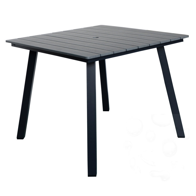 Table de salle à manger carrée avec trou pour parasol, Antique Dark Grey