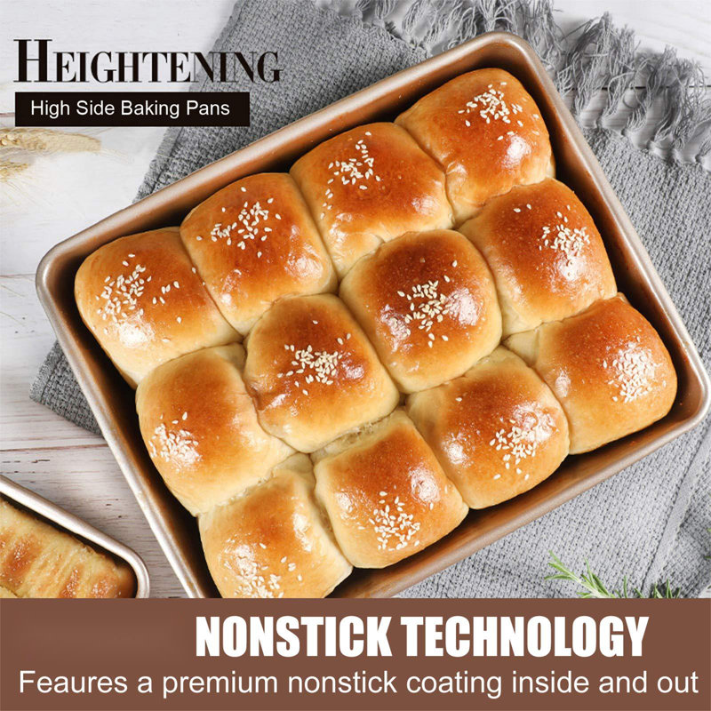 Champagne Gold Nonstick Rectangular Carbon Steel Baking Pan Set