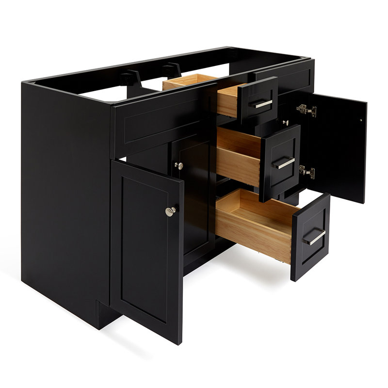 Paulla 60'' W Double Bathroom Vanity Base, Black