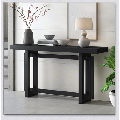 Contemporary Console Table With Wood Top, Extra Long Entryway Table For Modern And Stylish Home Decor