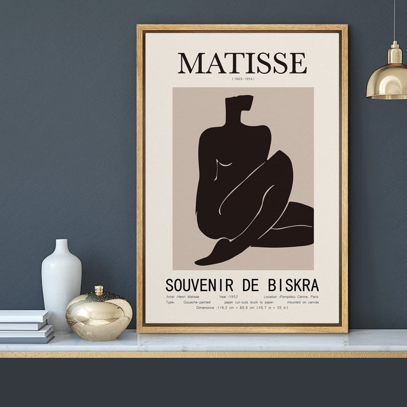 Oeuvre classique "Henri Matisse noir et brun clair, formes de personnes nues" sur, Naturel, H 36 po x l 24 po