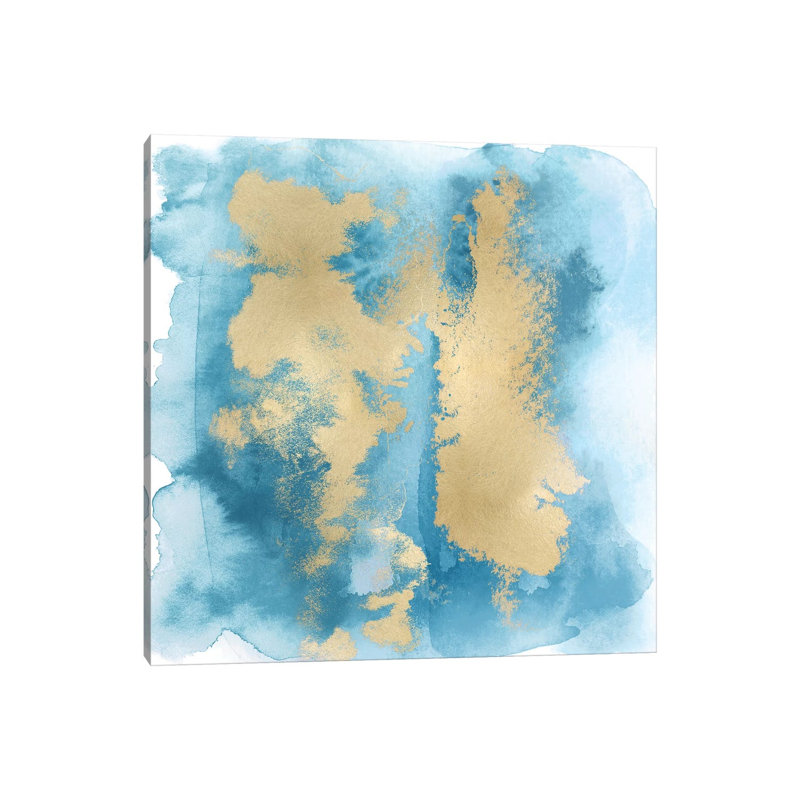 Aqua Mist With Gold II by Bella Riley - Wrapped Canvas Painting, 45.72 cm H x 45.72 cm W x 1.91 cm D