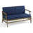 Clinkscales Solid Wood Teak Outdoor Loveseat With Cushion And Arms-114983538-114983542