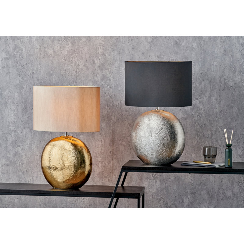 Monserrat Ceramic Lamp, Silver Base/Black Shade
