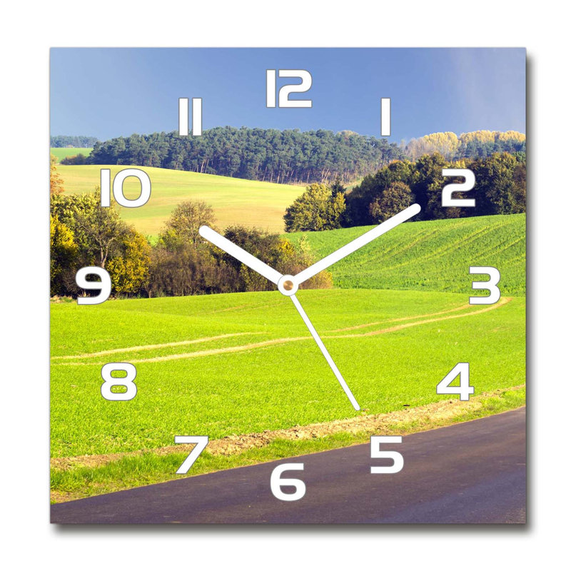 Glass Wall Clock, White/Green