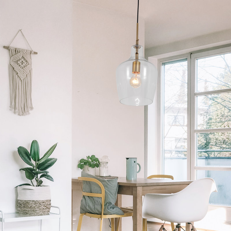 1-light Dimmable Glass Chandelier