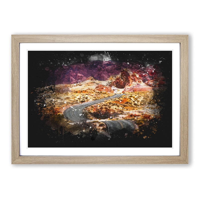 The Valley of Fire in Nevada - Picture Frame Graphic Art Print, 45cm H x 63cm W x 2cm D, Oak Framed