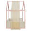 Lit plateforme à baldaquin double en velours avec rideaux en gaze respirant, rose