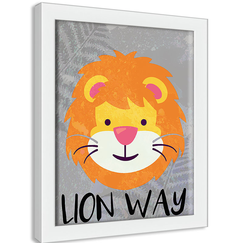 Impression sur papier Lion Way, H 10 po x l 8 po x P 1,18 po, Encadré de boîte blanc