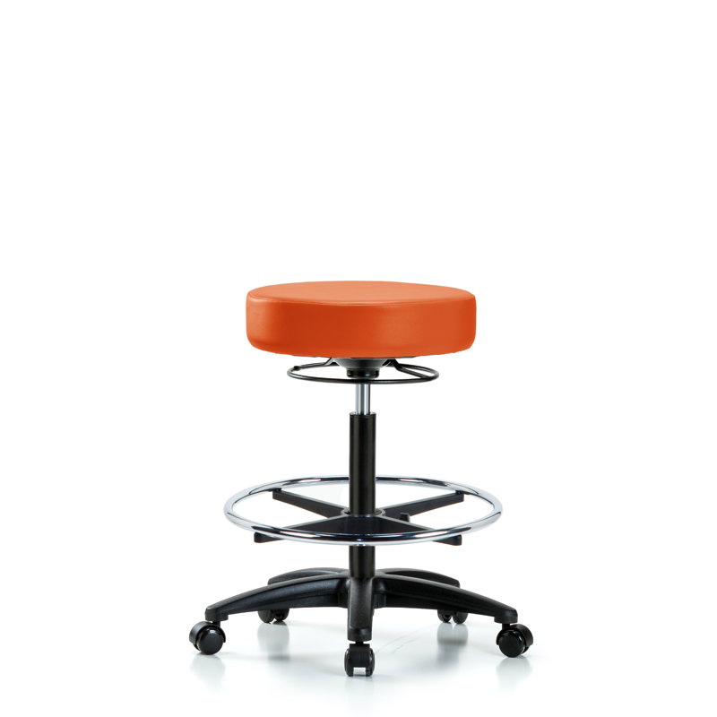 Tabouret de laboratoire Audet, Roulettes, Orange