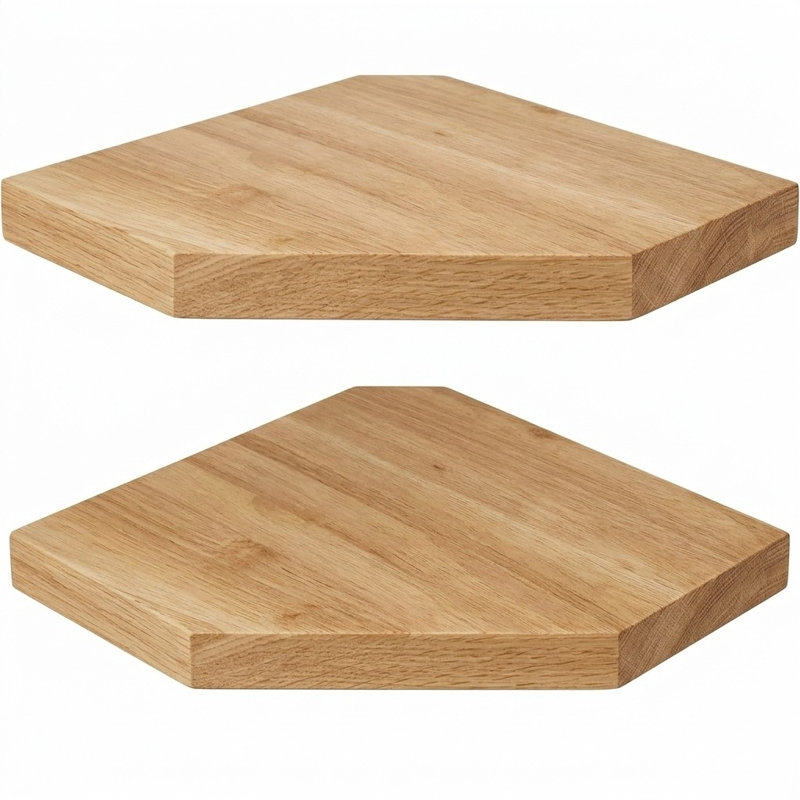 Solid Oak Floating Corner Shelves - Set of 2