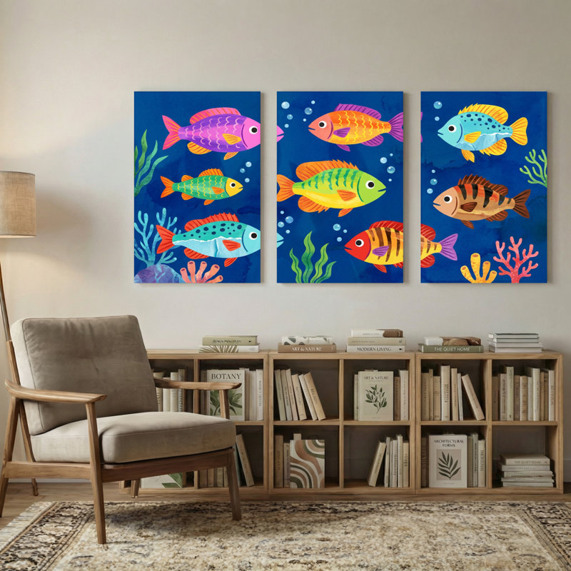Animaux, ensemble de 3 reproductions d'art sur toile, H 18 po x l 36 po