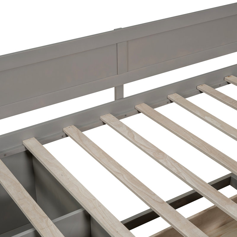 Lit de jour avec tiroirs et tablettes, Gris, Lit simple