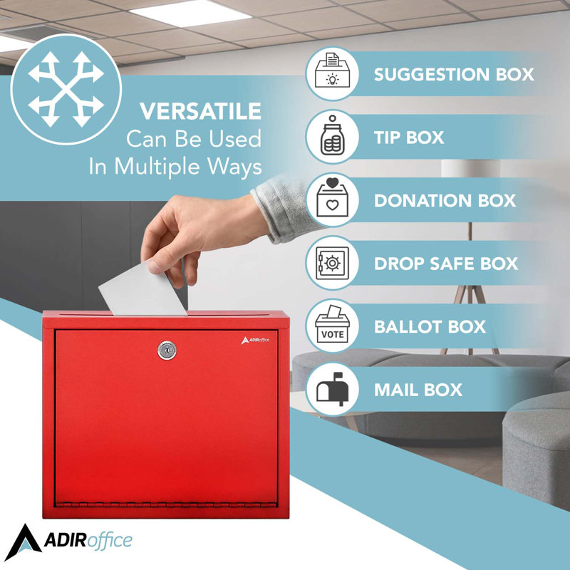 Steel Drop Box Secure InterOffice Mailbox, Red