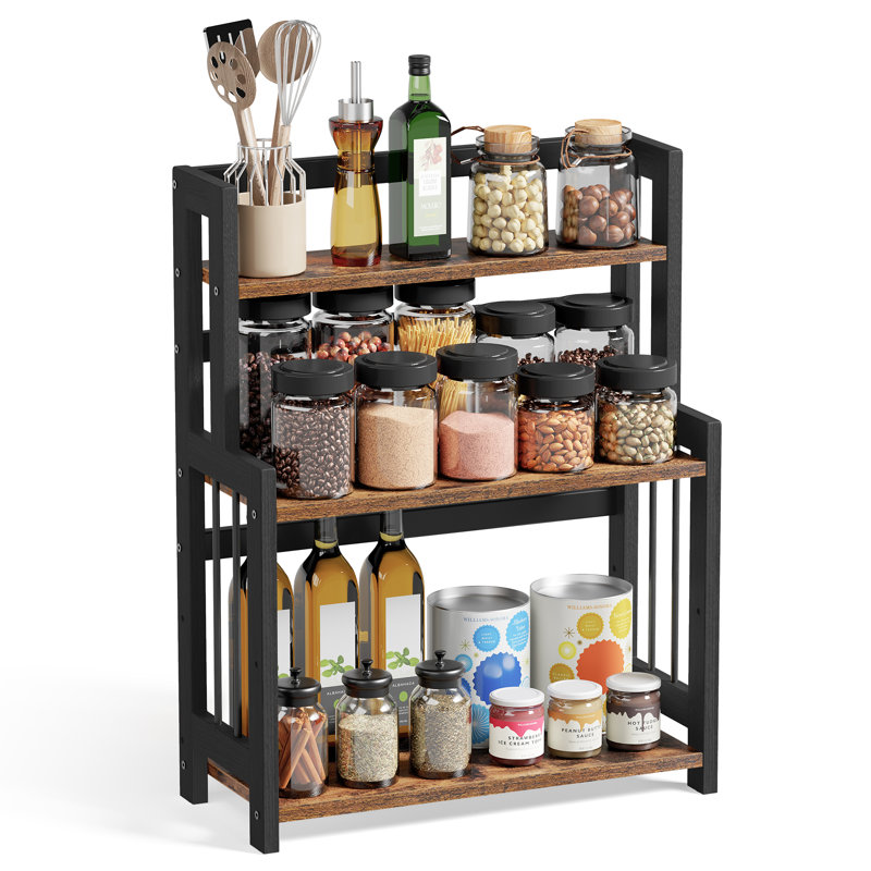 Freestanding Spice Rack, Black/Brown